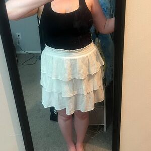 Express White Tiered Mini Skirt Bubble Style